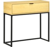 HOMCOM Mesa Consola con Cajón Consola Auxiliar Moderna Mesa de Entrada con Patas de Acero para Pasillo Salón Dormitorio 80x30x76 cm Natural