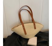 Women Braided Basket Top-handle Bag Large Capacity Straw Portable Shoulder Bag Summer Beach Purses Shopper Satchel Female