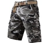 Mens Casual Cargo Shorts Outdoor Sports Half Pants Bermuda Shorts American Style Streetwear Breathable Comfortable Shorts Grey