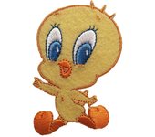Parches Ropa Warner Bros – Parche Bordado Ropa – Animales – (licencia oficial) – Bebé – Baby Looney Tunes – Tweety & Jump – Canario Piolín & Feliz – Tiernos – 5,0 x 6,8 cm. – Moda The Happy Patch