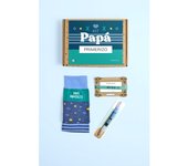 MARRONYNEGRO - Pack regalo Calcetines Papá Primerizo - Especial para el Día del Padre y Nacimientos - Incluye boli y pulsera - 80% algodón - Hombre - Talla de calcetín (41-45).