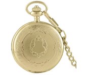 Carved Floral Rattan Shield Crown Pattern Pendant Steampunk Vintage Pocket Watch with Chain For Men Gift