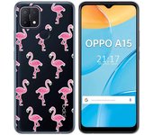 Tumundosmartphone Funda Gel Transparente para Oppo A15 diseño Flamenco Dibujos