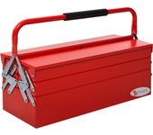 DURHAND Caja de Herramientas de Acero Plegable Portátil con 5 Compartimentos y Mango de Transporte para Taller Bricolaje Hogar 56x20x41 cm Rojo