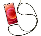 Niucom funda transparente con cordón para iPhone 12 11 XR XS carcasa con cuerda para colgar móvil protección antigolpes y caídas, correa ajustable al hombro