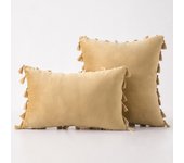 Black Cute Throw Pillow Covers with Handmade Tassels 30x50cm 45x45cm 50x50cm Velvet Solid Cushion Case for Couch Sofa Bedroom