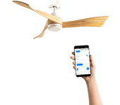 Create - Ventilador de Techo DC Silencioso con Aspas de Madera Natural y Función Invierno/Verano - WIND CURVE