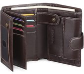 Cartera Hombre de cuero, Billetera with Bloqueador RFID, Cartera Vertical para Hombre with 19 Ranuraspara Tarjetas, 3 Ranuraspara Billetes, 1 Bolso para Monedaswith Bot N