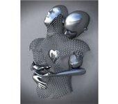 Metal Figure Statue Posters Print Modern Lovers Sculpture Canvas Painting Wall Art Wall Pictures for Room Home Decoration