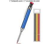Metal Solid Carpenter Pencil Mechanical Pencil Set Built-in Pencil Sharpener with Refill Leads Deep Hole Drawing Marking Tools