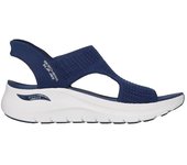 Cómoda  Sandalia de mujer Skechers SLIP-INS ARCH FIT 2.0 tejido azul. Skechers Hands Free Slip-ins® talón Heel Pillow para calzar sin manos. Planilla Plush Foam® Altura Tacón bajo (1-3 cm) Referencia 119466-NVY
