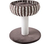 PawHut Árbol Rascador para Gatos Pequeño Altura 52 cm Torre Escalador de Gato con Cama Redonda Cojín de Felpa Suave y Poste Rascador 50x50x52 cm Café y Blanco