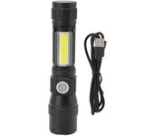Linterna LED de bolsillo ligera, resistente al agua y con carga USB, recargable, con luz ultravioleta y 7 modos, con clip