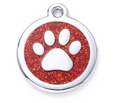 10Pcs Personalized Dog Plate Blank Engraving Name Phone ID Tag Sliver Sparkles Paw Round Alloy DIY Accessories Of Keyring