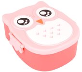 Lonchera Portátil de Plástico en Forma de Búho Rosa - Ideal para Ensaladas (900 ml) - Resistente al Calor y Sellada - Para Trabajo o Escuela