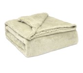 Briebe - Manta Sofá Invierno Sedalina Lisa y Borreguito Polar Sherpa 130x160 cm Calentita Gruesa Suave, , Perla