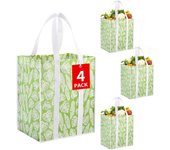 Bolsas de compresas reutilizables y plegable para la cocina, paquete de 4, bolsa de mano utilitaria a Granel, canasta de Bolsas (Negro)