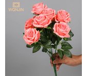 Rose Flower Bouquet Artificial Pink Red Flowers Wedding Decoration 9 Heads Silk Flowers Fake Roses Flores Home Decor Bunch