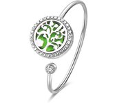 Crystal Aromatherapy Bracelet Bangle Diffuser Jewelry Tree of Life Perfume Oils Diffuser Aroma Diffuser Lockets Woman Bracelet