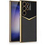 Leather Carbon Fibre Preservation S24 Ultra Plus Phone Case for Samsung Galaxy S24+ Shockproof Anti Drop Shell Cover（NO Pen）