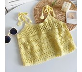 Tie Shoulder Crochet Top Sleeveless Sheer Open-knit Crop Tops Vest Coverup Blouse for Women Fairycore Cottagecore Outfit