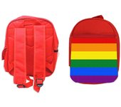 PACK MOCHILA ROJA Y ESTUCHE BANDERA DIA ORGULLO GAY school material lgbtiq unidas podemos