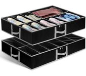 mepure Underbed Storage Boxes – 3 Pack Fabric Storage Bags, 50L Under Bed Storage Box with Lids and Zips, Foldable Clothes Organiser for Bedding, Quilts, Toys, Shoes – Grey