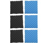 6 Pack Black + blue / Charcoal egg crate foam acoustic tiles soundproofing foam panels sound insulation soundproof foam padding
