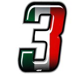 Pegatina Race Number para Motocicleta "3" Slim Tricolor 100 mm