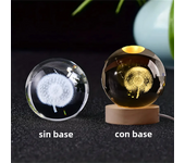 1Pc 6cm Crystal Ball Night Light Planet Laser Engraved  Birthday Gift Glass Sphere Home Desktop Decoration with Wooden USB Base