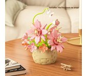 Yigao 3080-87 Flower Basket, Building Blocks, Flower Desktop Decoration Model, Girls and Children Assemble Building Blocks, Toy