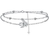 Bracelet Femmes Argent 925, Bracelet Femme Réglable 17+4cm - Fête des Mères Saint Valentin Cadeau - Avec Boîte Cadeau argent-Trèfle à quatre feuilles