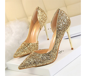 Plus Size 34-43 Women 9.5cm High Heels Stripper  Bling Glod Red Silver Scarpins Pumps Lady Stiletto Wedding Bridal Fetish Shoes