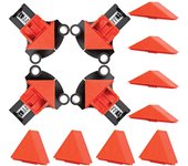 Juego de 4 abrazaderas de esquina para carpintería: 4 abrazaderas de ángulo recto ajustables a 60, 90 y 120 grados: kit de abrazaderas de ángulo para taladrar, hacer gabinetes y marcos de fotos