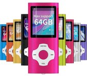 Reproductor portátil MP3/MP4, 1,8 pulgadas LCD pantalla, soporte Máximo de 64 GB, color rosa