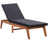 vidaXL Tumbona con cojín ratán sintético y madera maciza de acacia Sillas de Exterior Ideal para jardín, playa, piscina, terraza Tumbona Piscina Tumbonas Playa Tumbonas Jardín Exterior
