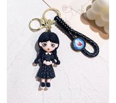 Horror Wednesday Addams Silicone Keychain Toy Thing Hand Home Decor Keychain Doll Schoolbag Pendant Halloween Toy Costume Props