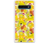 Funda original compatible con Samsung Galaxy S10 Plus - Sylvestre y Piolin Patron amarillo