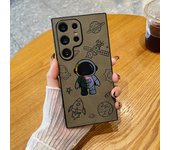 Cute Cartoon Astronaut Leather Laser Phone Case For Samsung Galaxy S24 S23 S22 S21 Ultra S22 S21 Plus Shockproof Hard Cover