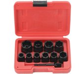 Juego de 11 herramientas extractoras de tornillos de impacto de 9,5 mm con caja de herramientas