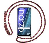 Tumundosmartphone Funda Colgante Transparente con Cordon Rosa / Dorado para Realme Narzo 50A