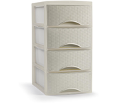 Plastic Forte - Cajonera Sobremesa de Plástico Imitación Rattan para Ordenación Decoración Hogar Oficina