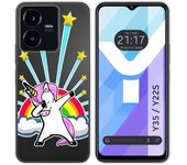 Funda Silicona Transparente para Vivo Y35 / Y22s diseño Unicornio Dibujos