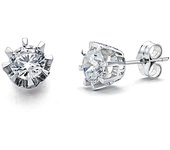 Inmaculada Romero Pendientes Oro Blanco 18k Circonita 7mm Mujer Joyería Diamante