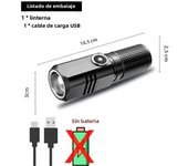 Super Bright Mini LED Flashlight USB Rechargeable Zoom Tactical Flashlight 3 Lighting Mode Outdoor Camping Fishing Torch