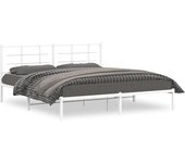 Estructura cama sin colchón con cabecero metal blanco 135x190cm