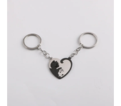 Heart-shaped Patchwork Love Cat Keychain Pendant Couple Key Chain Pendant Jewelry European and American Stainless Steel Keychain