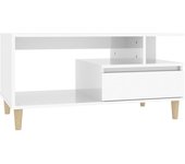 vidaXL Mesa de centro madera contrachapada 90x49x45 cm Blanco, Negro, Blanco brillante Mesita de Salón o Comedor o Auxiliar Mesa de Café Meuble Salón