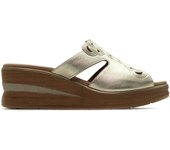 PITILLOS 10356 Sandalia tipo zueco,cuña y plataforma imitación madera,dedos fuera,de piel,planta de gel,brillo, para señora