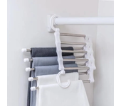 Rack De Pantalones 5 En 1 Mágico Organizador De Armario Con Estantes Y Gancho Para Cinturones En Acero Inoxidable Plegable Para Dormitorio Y Guardrobes